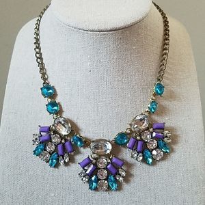 Blue purple white Rhinestone bauble necklace